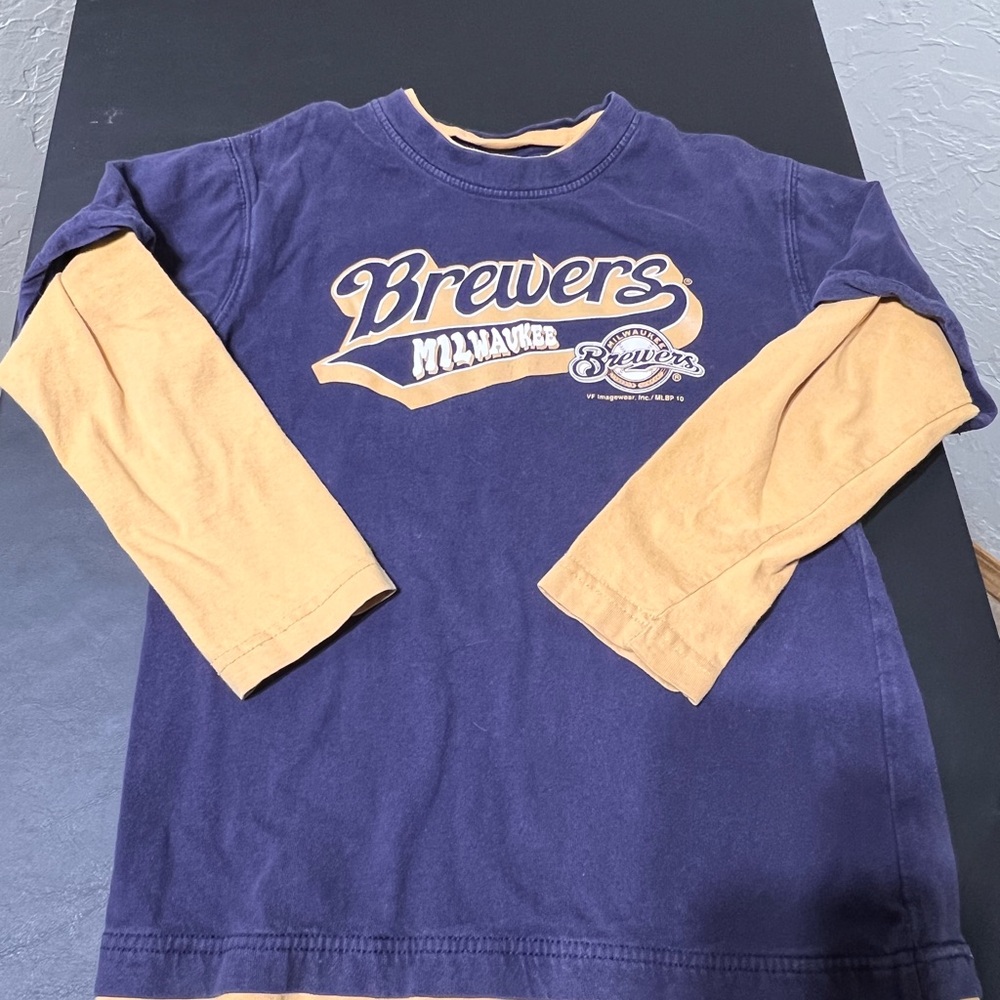 MLB Milwaukee Brewers Long Sleeve Shirt Boys 7 **READ**
